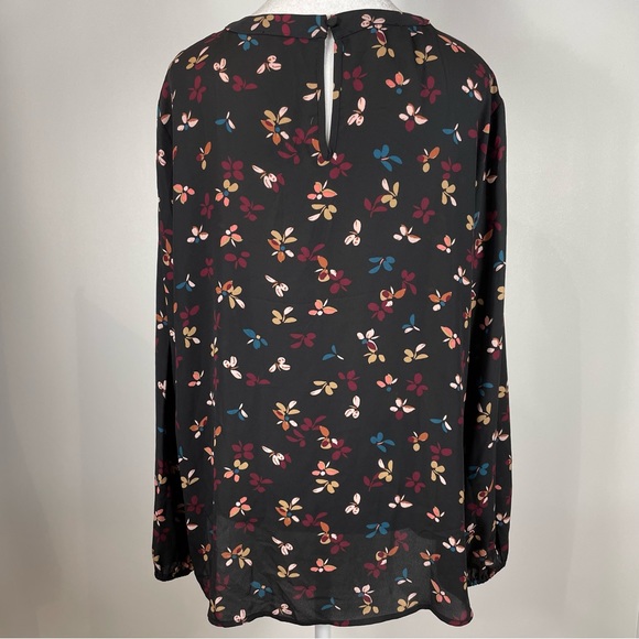 Maurice’s Black Floral Long Sleeve Blouse With Keyhole Women’s Size XL - Picture 6 of 12